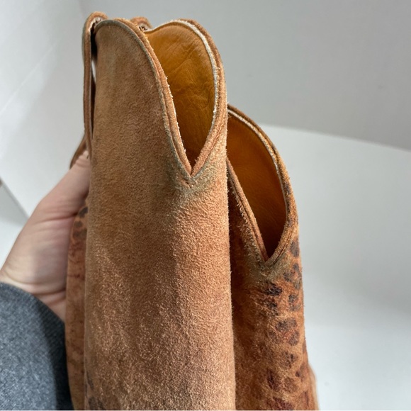 Old Gringo Boots Leather Cowboy Western Animal Leopard Print Pointed Square Tan - Picture 13 of 16